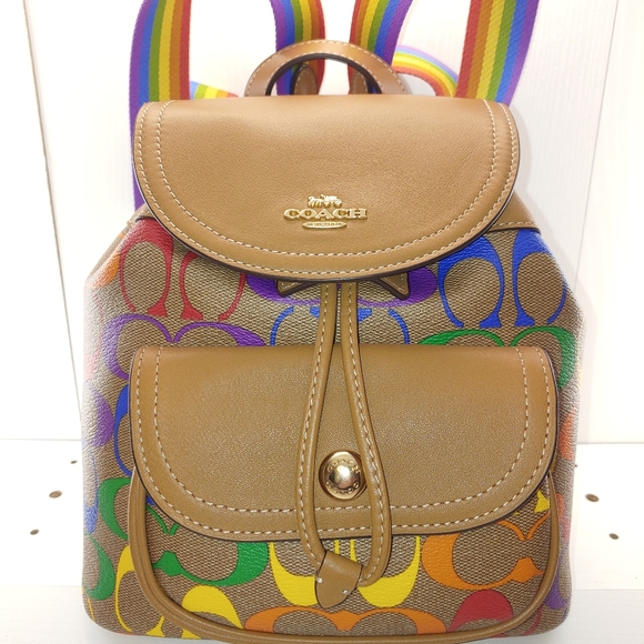 Coach Bags Coach Pennie Backpack 22 Rainbow Signature Canvas Poshmark